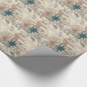 Kompas op een Oudere Kaart Cadeaupapier (Hoek)