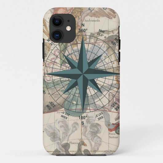 Kompas op een Oudere Kaart Case-Mate iPhone Case (Achterkant)