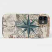 Kompas op een Oudere Kaart Case-Mate iPhone Case (Achterkant (horizontaal))