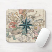 Kompas op een Oudere Kaart Muismat (Met muis)