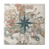 Kompas op een Oudere Kaart Tegeltje (Voorkant)
