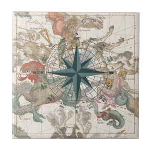 Kompas op een Oudere Kaart Tegeltje