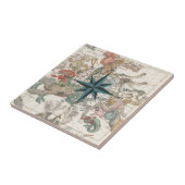 Kompas op een Oudere Kaart Tegeltje (Zijkant)