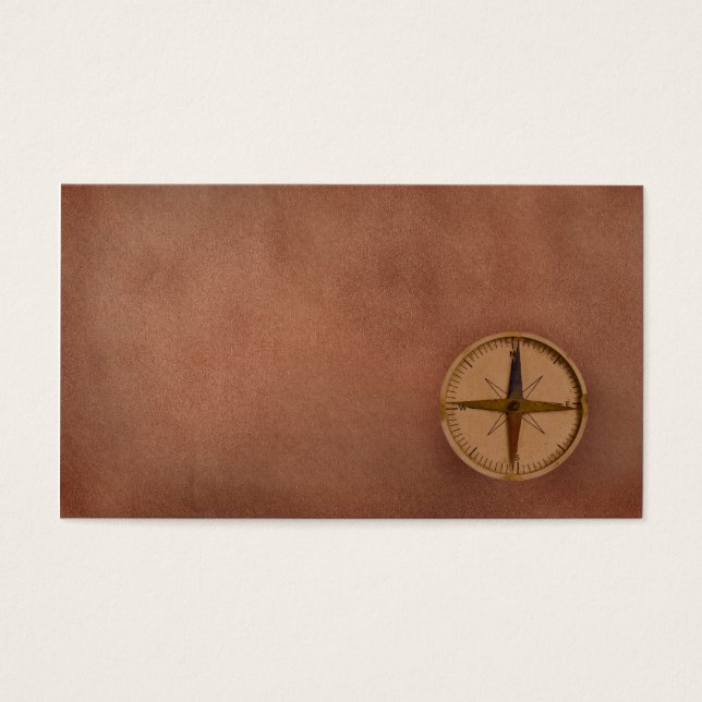 Kompas op oud papier visitekaartje (Voorkant)