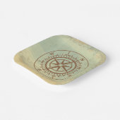 Kompas op oude kaart reizen papieren bordje (Gebogen)