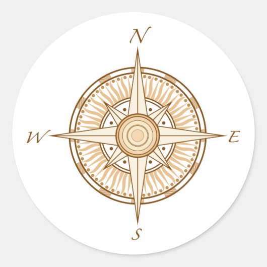 Kompas Ronde Sticker (Voorkant)