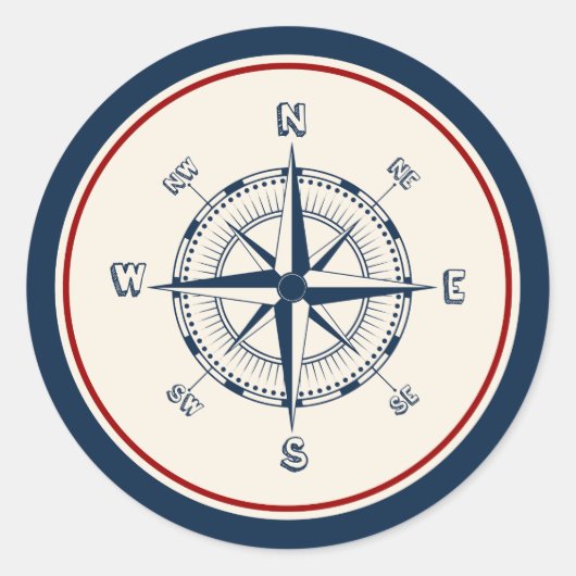 Kompas Ronde Sticker (Voorkant)