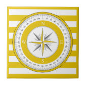 Kompas Roos geel en witte strepen Tegeltje (Voorkant)