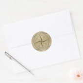 Kompas Roos in Goud Ronde Sticker (Envelop)