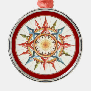 kompas roos - mandala metalen ornament