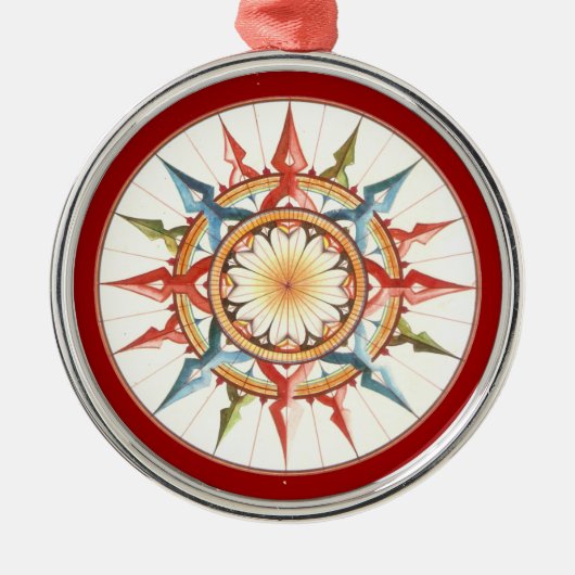 kompas roos - mandala metalen ornament (Voorkant)