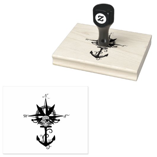 Kompas Roos met Anker Rubberstempel (Gestempeld)