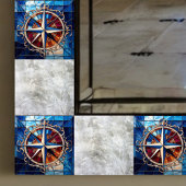Kompas Roos met Scroll Border gebrandschilderd-gla Tegeltje