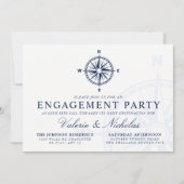 Kompas Roos | Nautical Engagement Party Uitnodigen Kaart (Voorkant)