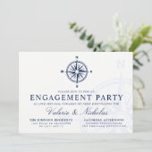 Kompas Roos | Nautical Engagement Party Uitnodigen Kaart (Staand voorkant)