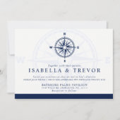 Kompas Roos | Nautisch thema bruiloft Kaart (Voorkant)