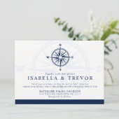 Kompas Roos | Nautisch thema bruiloft Kaart (Staand voorkant)