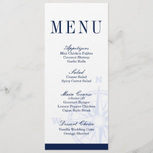 Kompas Roos Nautische bruiloft Diner Menu