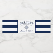 Kompas Roos | Nautische bruiloft Welkom Waterfles Etiket (Enkel label)