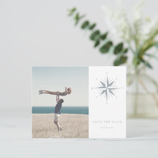 Kompas roos nautische foto opslaan van de datum briefkaart (Staand voorkant)