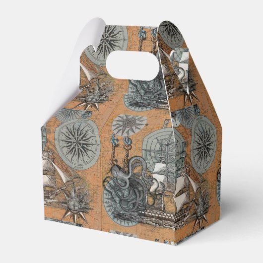 Kompas Roos  nautische octopus Bedankdoosjes (Achterkant)