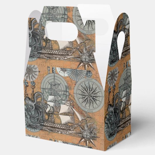 Kompas Roos  nautische octopus Bedankdoosjes (Geopend)