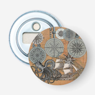 Kompas Roos  nautische octopus Button Flesopener