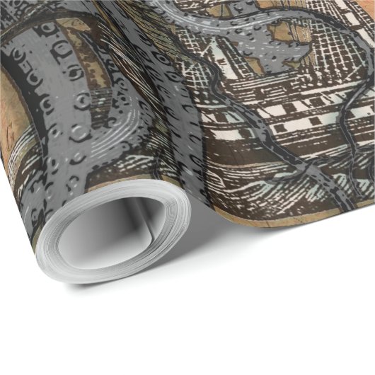 Kompas Roos  nautische octopus Cadeaupapier (Rol Hoek)