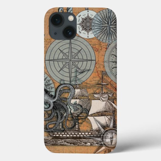 Kompas Roos nautische octopus Case-Mate iPhone Case (Achterkant)