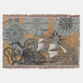 Kompas Roos  nautische octopus Deken (Voorkant)
