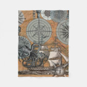 Kompas Roos  nautische octopus Fleece Deken (Voorkant)