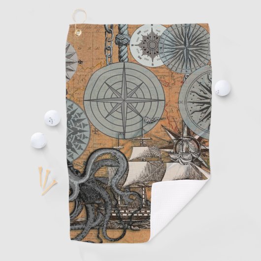 Kompas Roos  nautische octopus Golfhanddoek (Insitu)