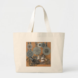 Kompas Roos  nautische octopus Grote Tote Bag