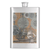 Kompas Roos  nautische octopus Heupfles (Voorkant)