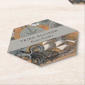 Kompas Roos  nautische octopus Kartonnen Onderzetters (Schuin)