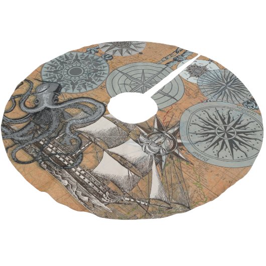 Kompas Roos  nautische octopus Kerstboom Rok (Gekanteld)