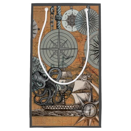 Kompas Roos nautische octopus Klein Cadeauzakje (Voorkant)