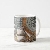 Kompas Roos  nautische octopus Koffiemok (Voorkant rechts)