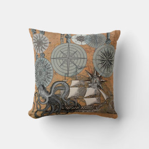 Kompas Roos  nautische octopus Kussen