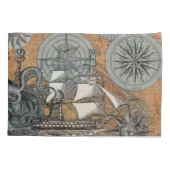 Kompas Roos  nautische octopus Kussensloop (Achterkant)