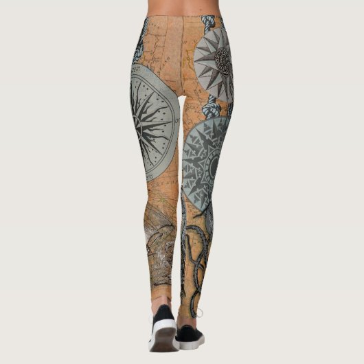 Kompas Roos nautische octopus Leggings (Achterkant)