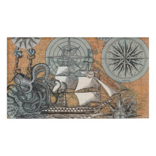 Kompas Roos nautische octopus Naambadge