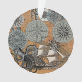Kompas Roos  nautische octopus Ornament (voorkant)