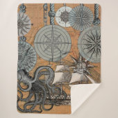 Kompas Roos nautische octopus Sherpa Deken (Voorkant)