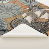 Kompas Roos  nautische octopus Sherpa Deken (3/4)