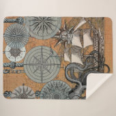 Kompas Roos  nautische octopus Sherpa Deken (Voorkant (horizontaal))