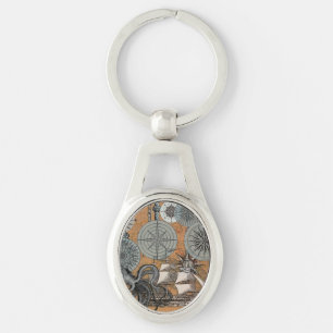 Kompas Roos  nautische octopus Sleutelhanger