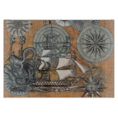 Kompas Roos  nautische octopus Snijplank (Voorkant)