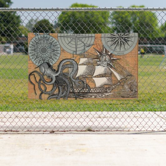 Kompas Roos  nautische octopus Spandoek (Insitu)