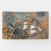 Kompas Roos  nautische octopus Spandoek (Horizontaal)
